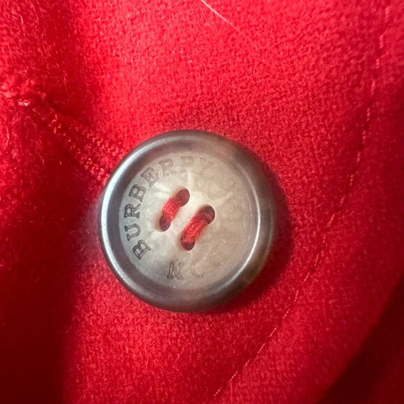 Burberry coat women L red wool blend long trench double breasted novacheck VTG - Picture 4 of 8